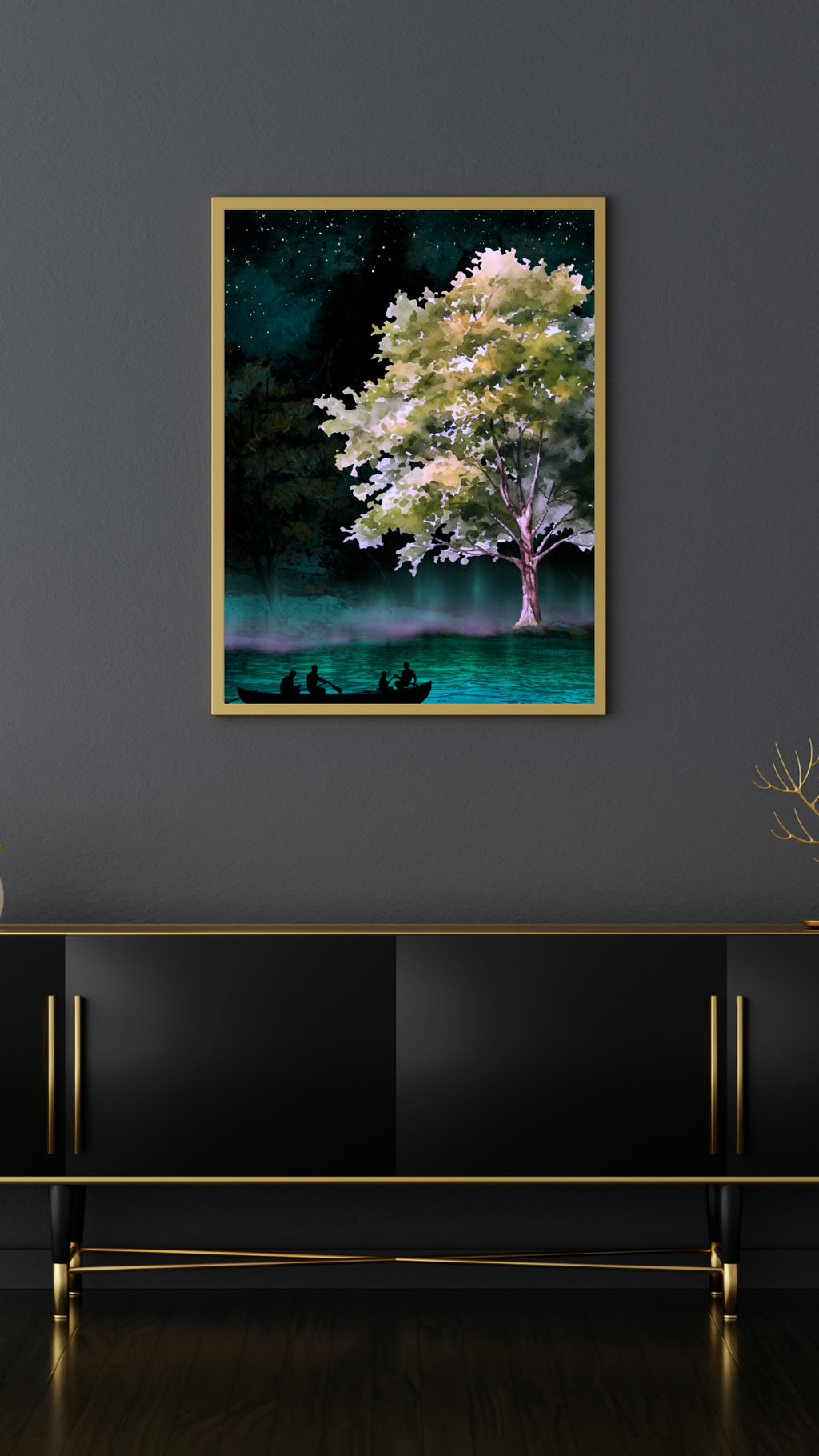 Twilight Lake Wall Art | Fantasy Nature Art | Digital Download | Serene Home Decor | Instant Download