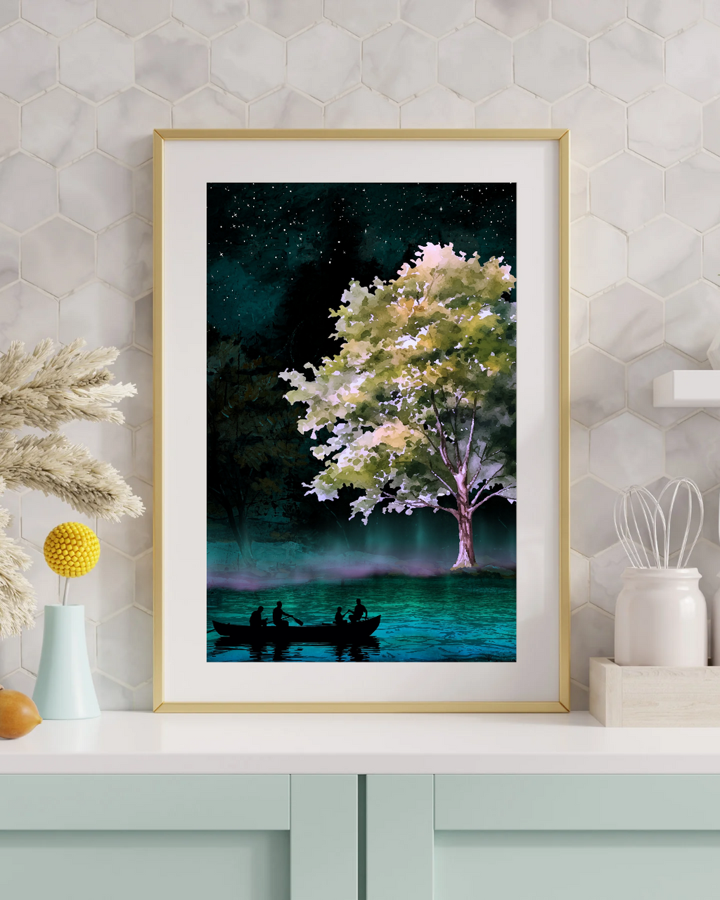 Twilight Lake Wall Art | Fantasy Nature Art | Digital Download | Serene Home Decor | Instant Download