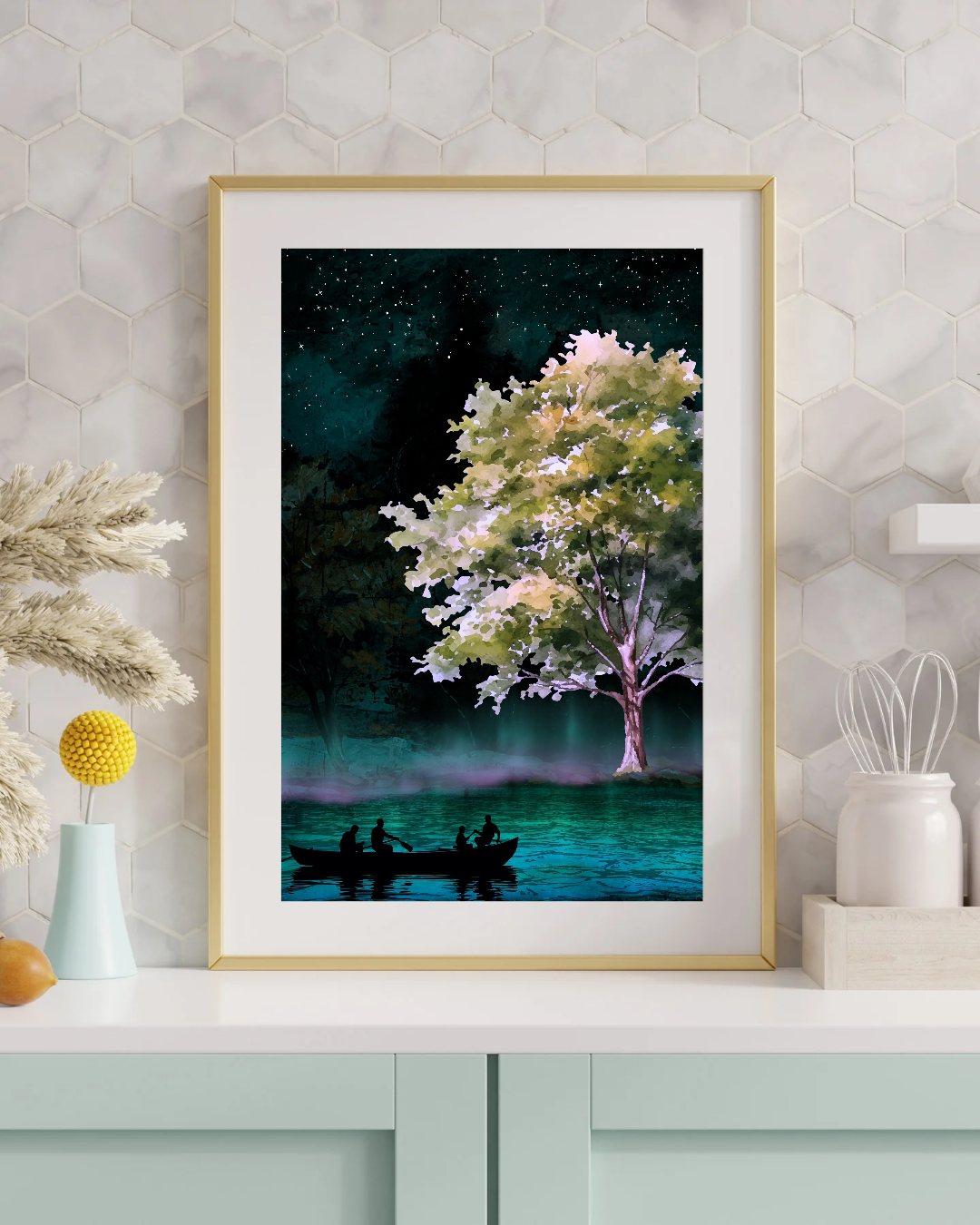 Twilight Lake Wall Art | Fantasy Nature Art | Digital Download | Serene Home Decor | Instant Download