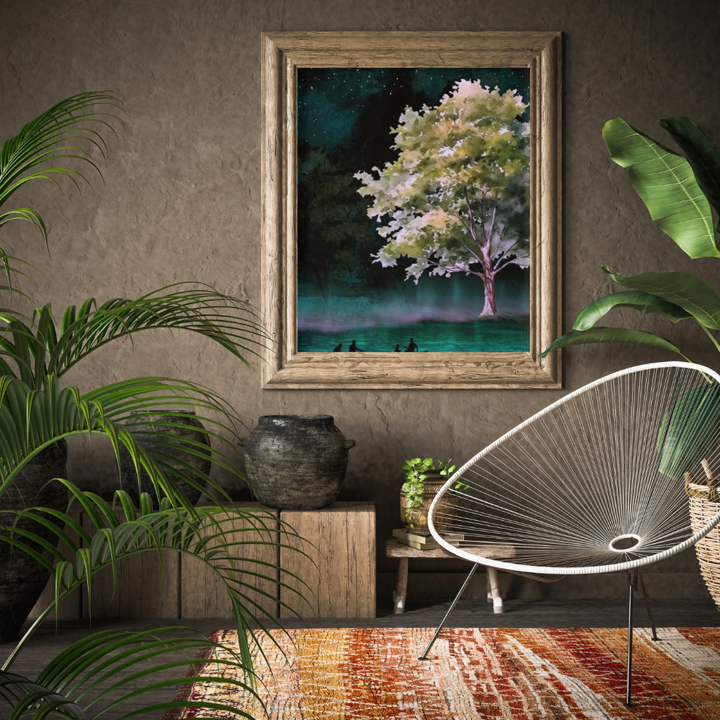 Twilight Lake Wall Art | Fantasy Nature Art | Digital Download | Serene Home Decor | Instant Download