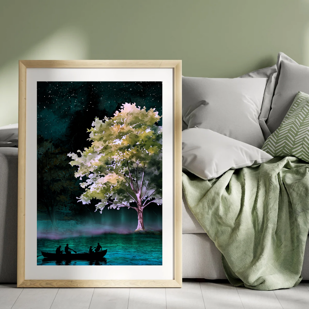 Twilight Lake Wall Art | Fantasy Nature Art | Digital Download | Serene Home Decor | Instant Download