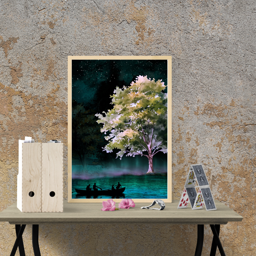 Twilight Lake Wall Art | Fantasy Nature Art | Digital Download | Serene Home Decor | Instant Download