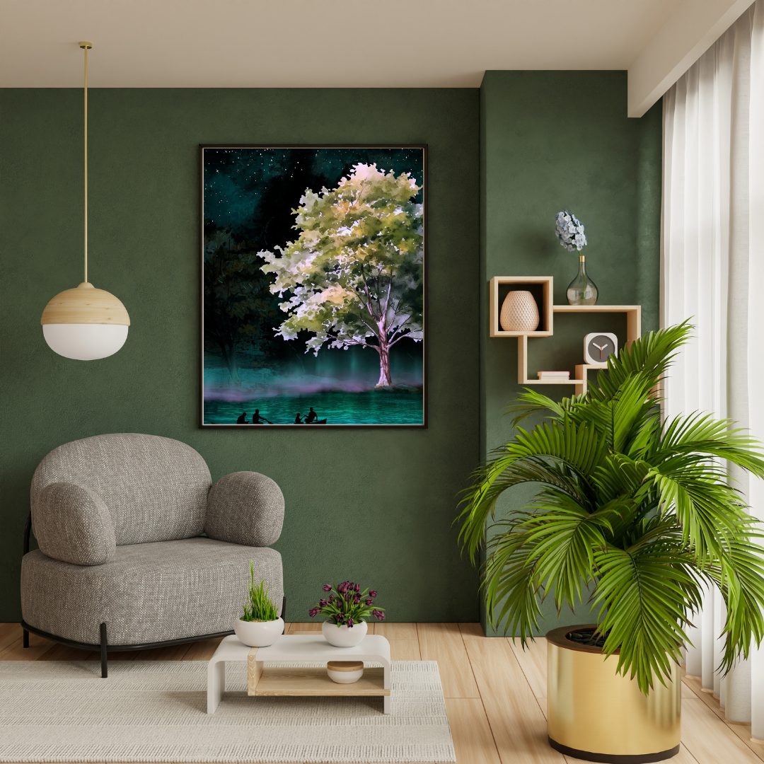 Twilight Lake Wall Art | Fantasy Nature Art | Digital Download | Serene Home Decor | Instant Download
