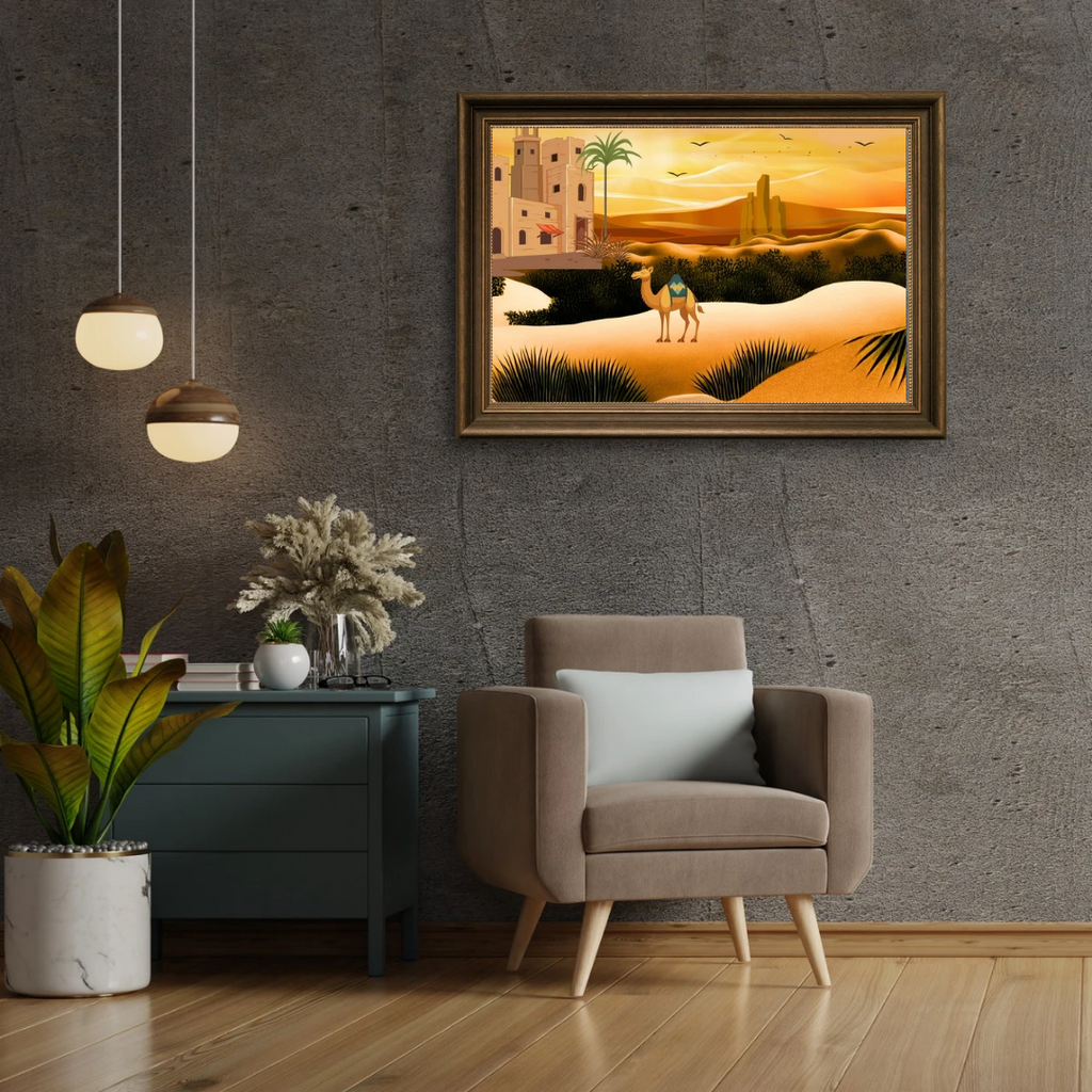 Arabian Desert Camel Landscape Art | Boho Middle Eastern Sunset Printable (Digital Download)