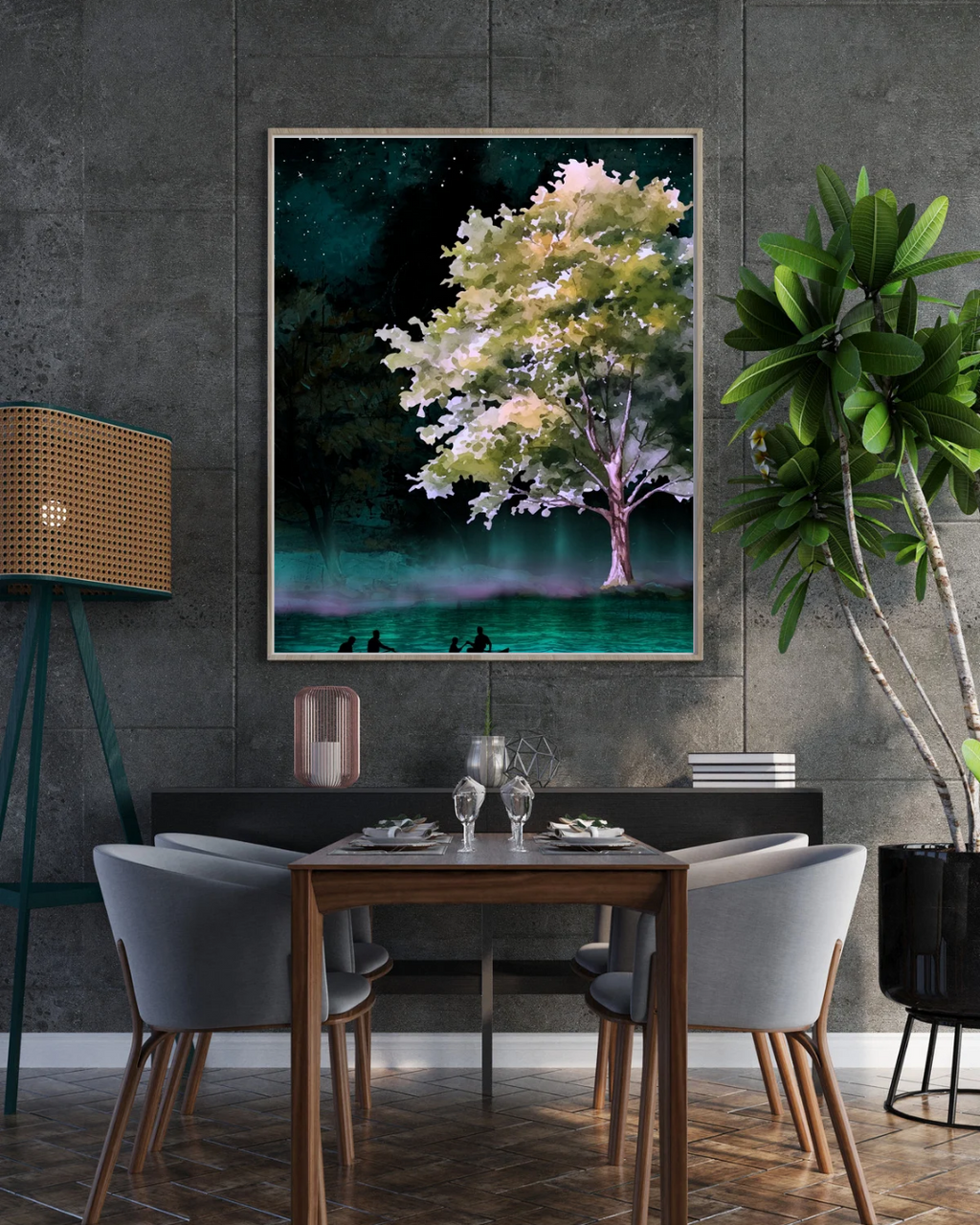 Twilight Lake Wall Art | Fantasy Nature Art | Digital Download | Serene Home Decor | Instant Download