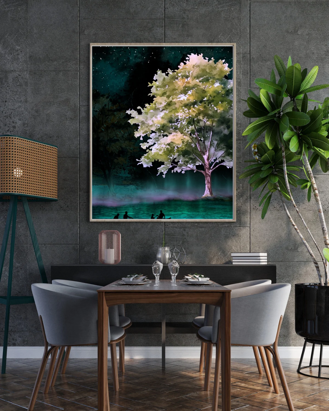 Twilight Lake Wall Art | Fantasy Nature Art | Digital Download | Serene Home Decor | Instant Download