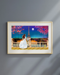 Eiffel Tower Paris Art, Cherry Blossom Moonlit Landscape (Digital Download)