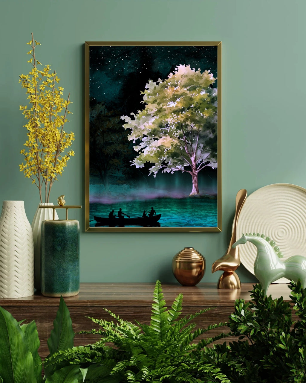 Twilight Lake Wall Art | Fantasy Nature Art | Digital Download | Serene Home Decor | Instant Download