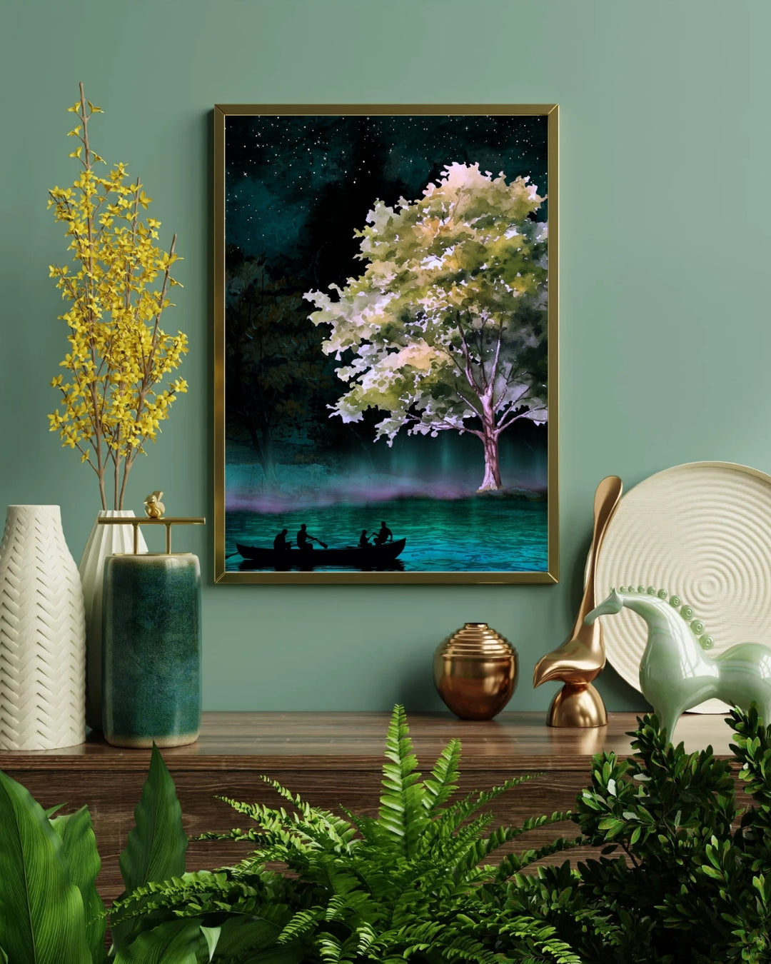 Twilight Lake Wall Art | Fantasy Nature Art | Digital Download | Serene Home Decor | Instant Download
